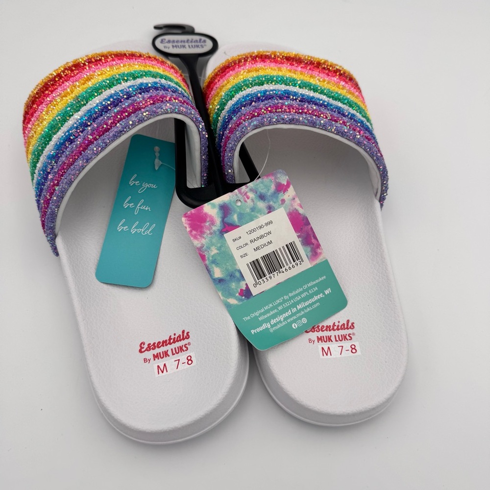NWT MUK LUKS Essentials Liberty Pool Slide Sandals - Medium 7-8 - Picture 3 of 4